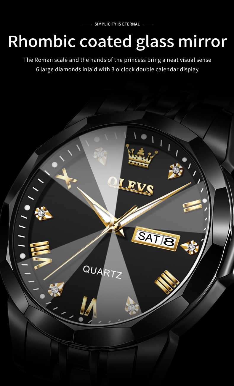 OLEVS 9931 Watches For Men Diamond Dress Luxury Casual Fashion Wrist Watch Waterproof Luminou