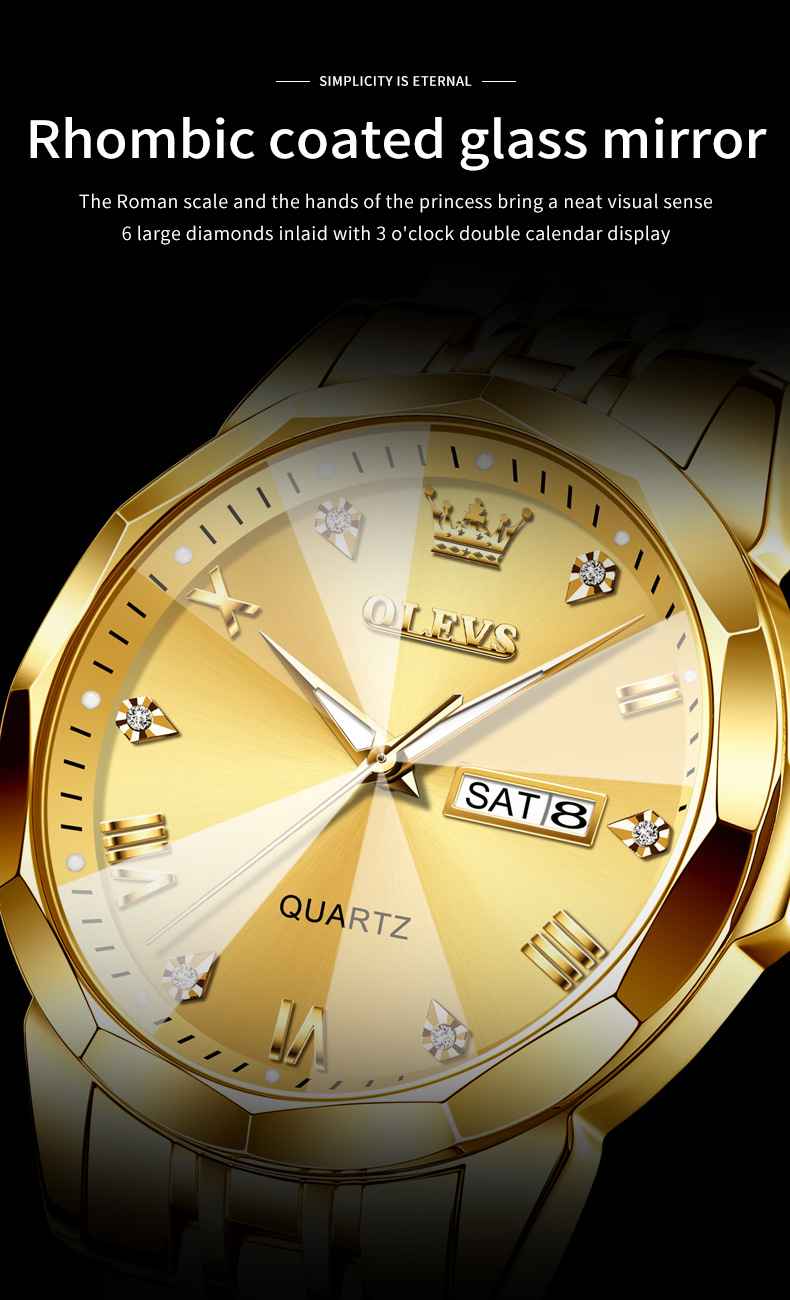 OLEVS 9931 Watches For Men Diamond Dress Luxury Casual Fashion Wrist Watch Waterproof Luminou