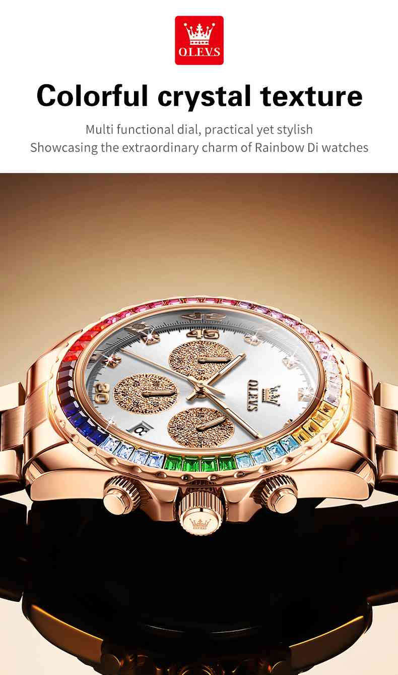 OLEVS 2939 Man's Rainbow Diamond Quartz Watch