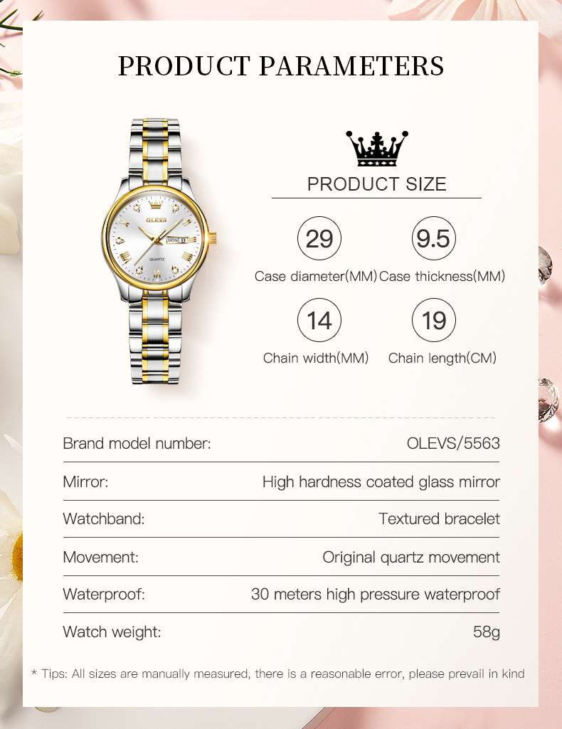 OLEVS 5563 Watch For Women Diamond Fashion Elegant Dress Ladies Watch Two Tone Wrist Watches Waterproof Luminous