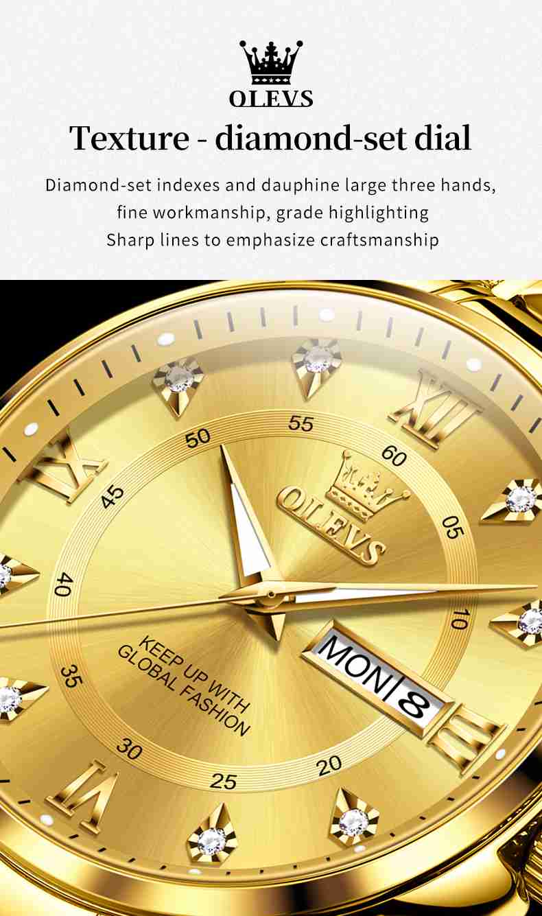 OLEVS 2906 Mens Watches Diamond Chronograph Fashion Casual Dress Wrist Watch Luminous Waterproof