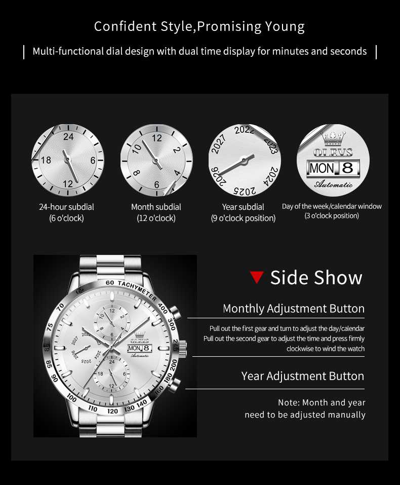 Olevs 6683 Premium Automatic Mechanical Chronograph Watch