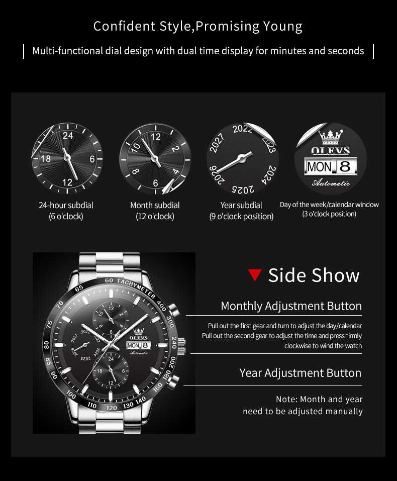 Olevs 6683 Premium Automatic Mechanical Chronograph Watch