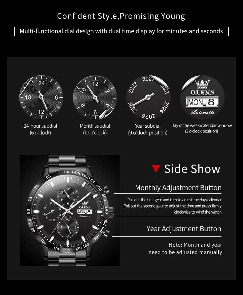 Olevs 6683 Premium Automatic Mechanical Chronograph Watch