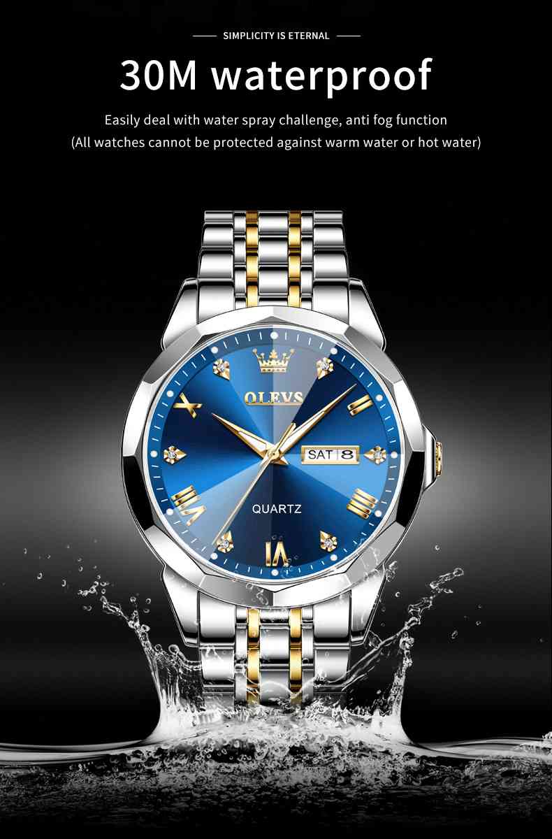 OLEVS 9931 Watches For Men Diamond Dress Luxury Casual Fashion Wrist Watch Waterproof Luminou