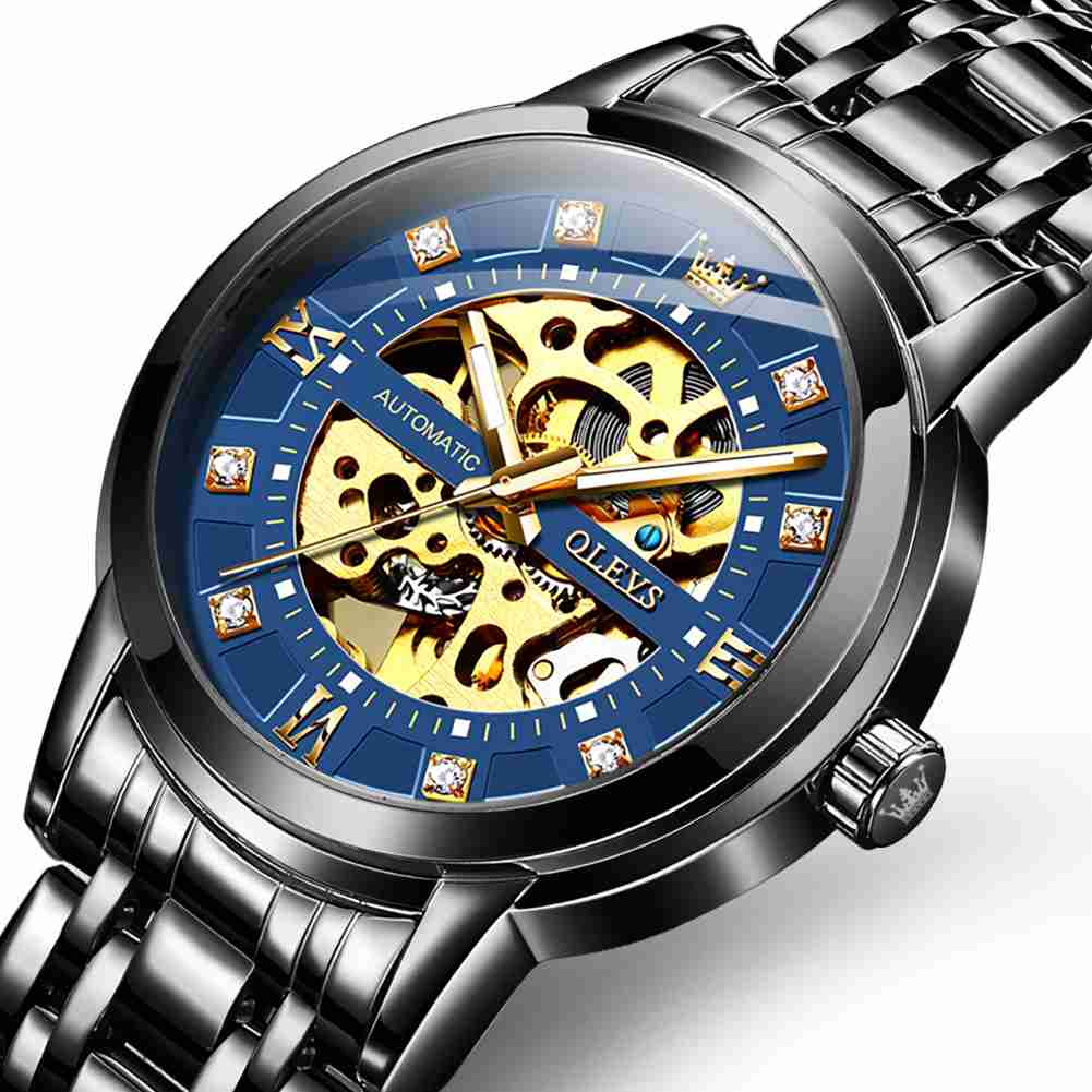 OLEVS 9901 Uhren für Männer Automatikuhr Mechanische Gold Armbanduhren Luxus Diamant Edelstahl Wasserdicht Leuchtend