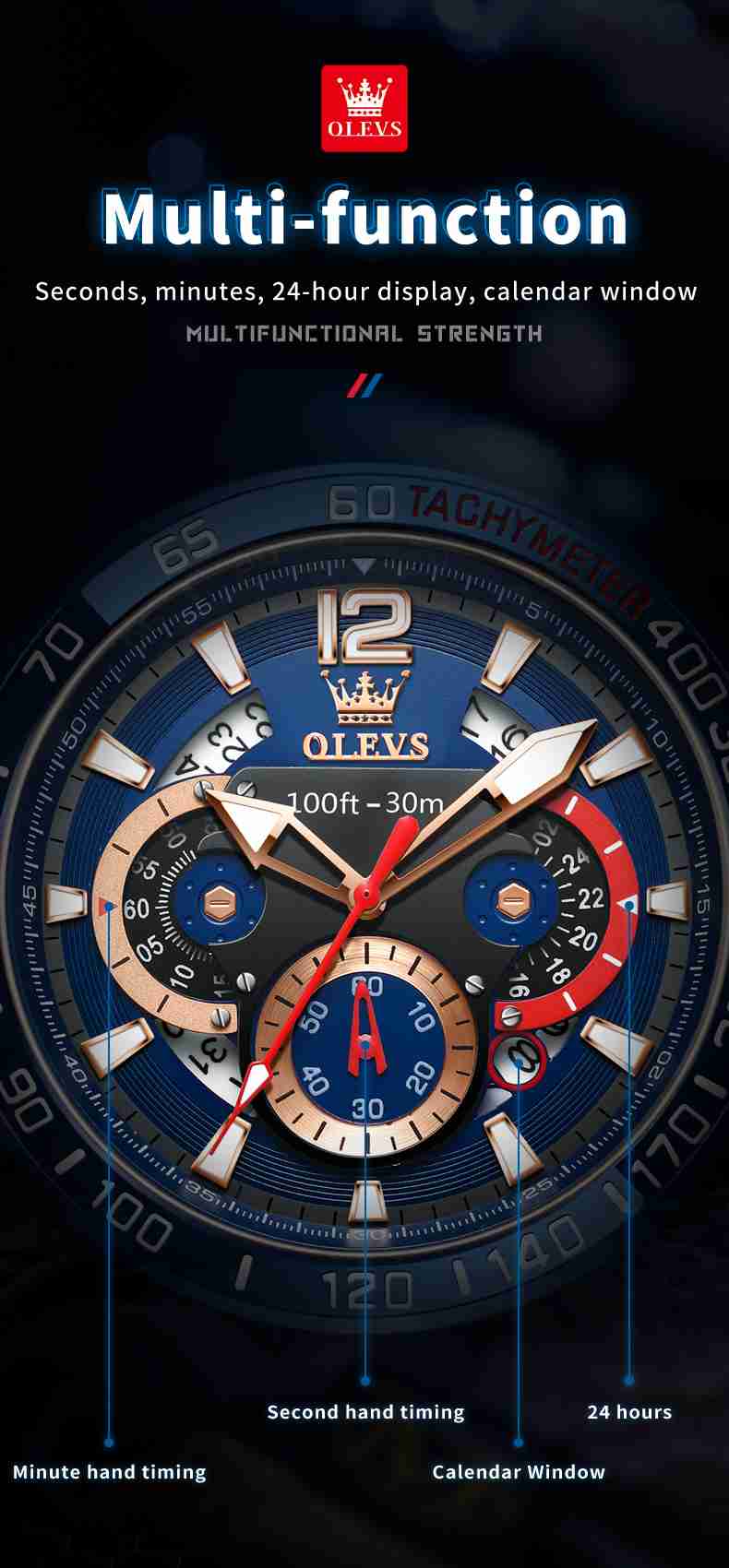 OLEVS 9936 Men's Chronograph Watch: Waterproof, Luminous, With Silicone Strap