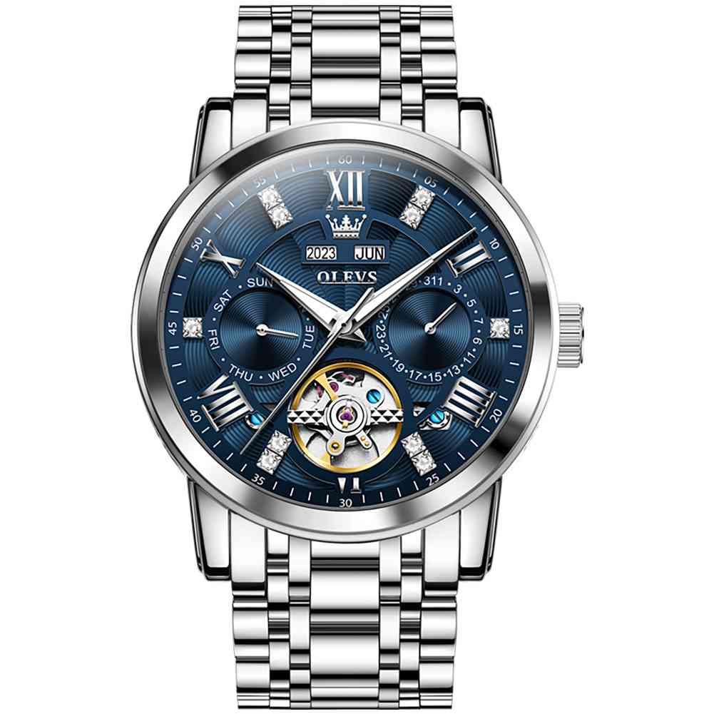 #color_Silver Strap-Blue Dial Silver Trim