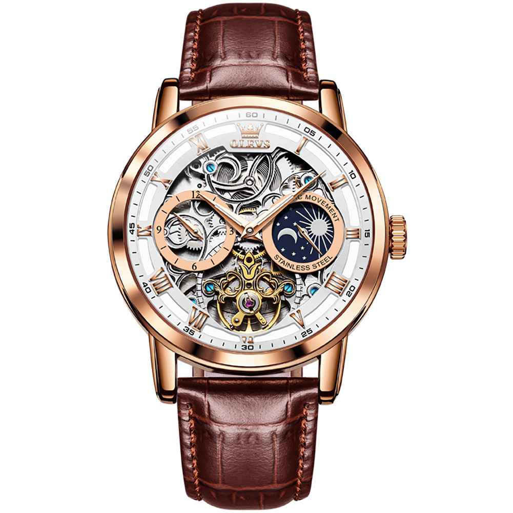 #color_Brown Strap - White Dial Rose Trim