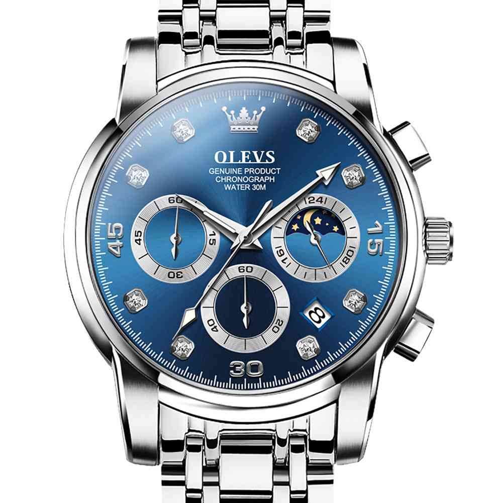 #Color_Silver Strap - Blue Dial Silver Trim