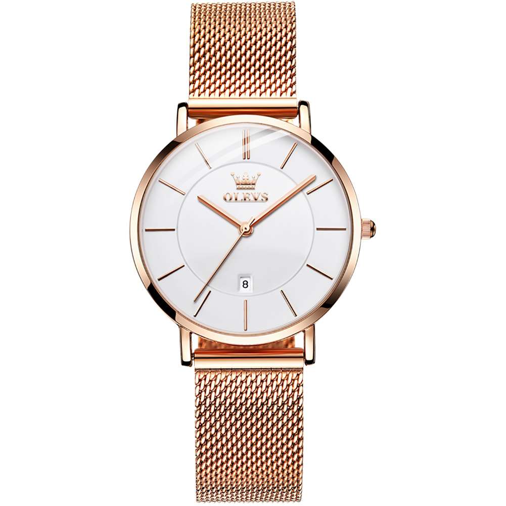 OLEVS 5869 Watch For Women Set Fashion Ladys Wrist Watch Minimalist With Rose Gold Bracelet Analog Quartz Date Waterproof Wrist Watches