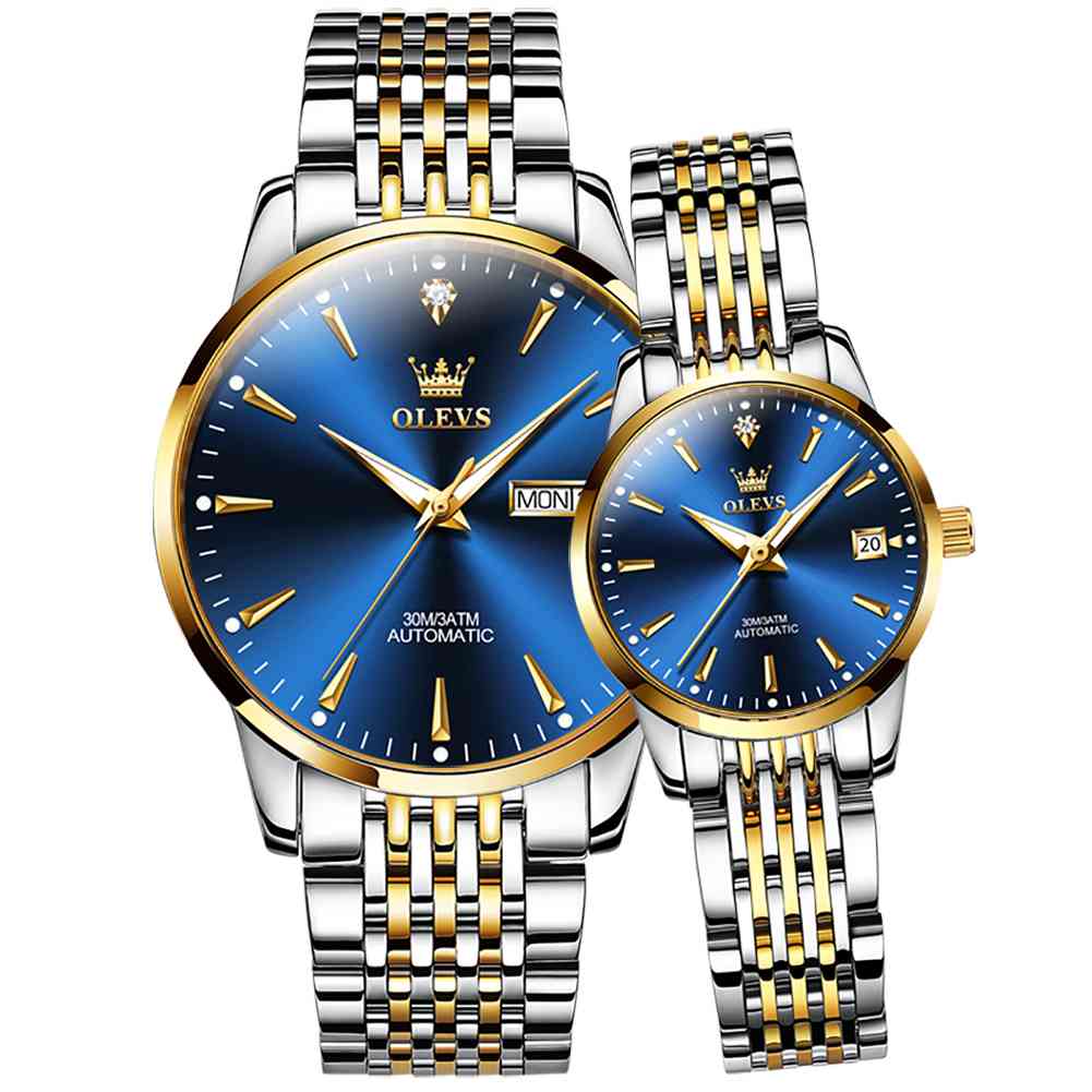 #color_Two Tone Strap-Blue Dial Gold Trim