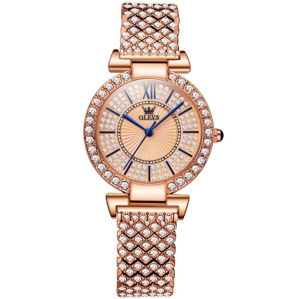 #Color_Rose Strap-Full Rose Diamond Stone Surface