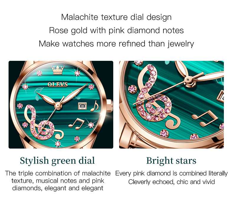 OLEVS  3605 Malachite Texture Dial Design