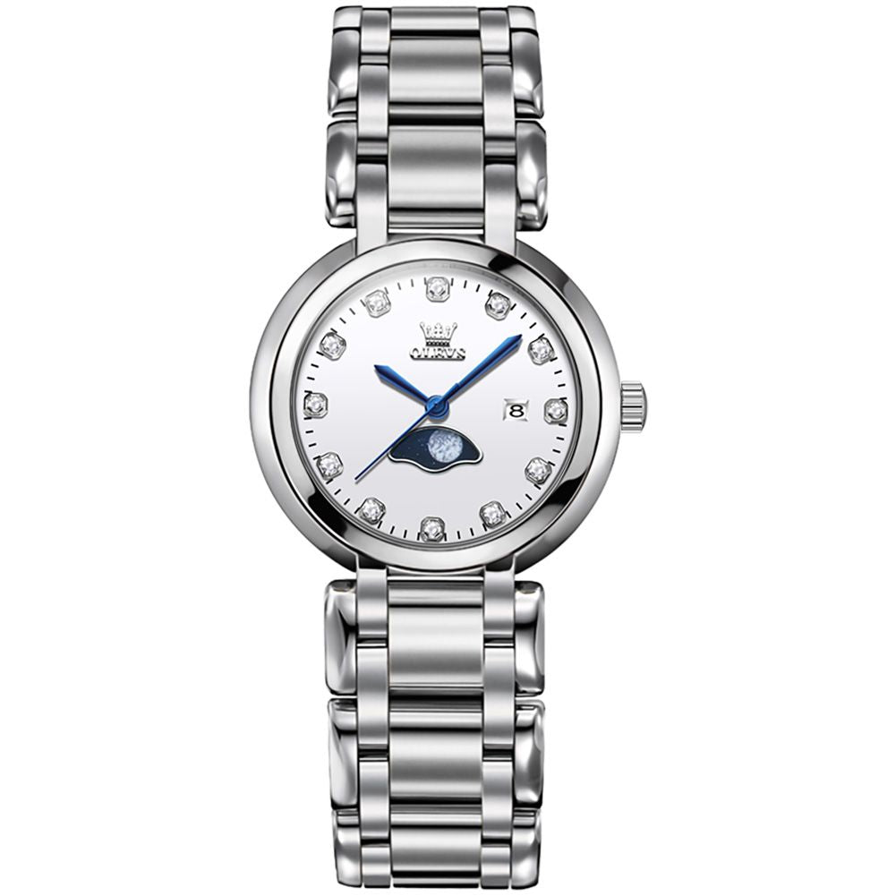 #Color_Silver Strap-Blue Dial Silver Trim Diamond Stone Surface