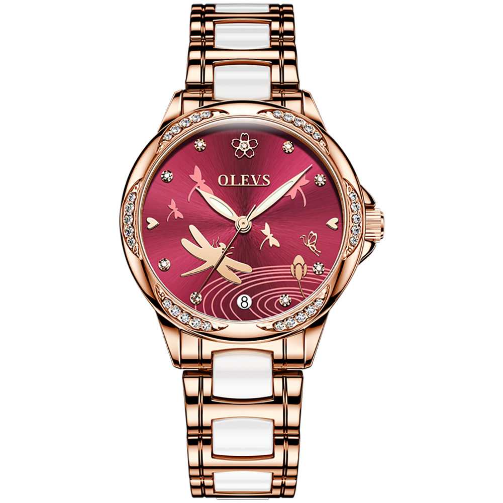 OLEVS 6610 Ceramic Rhinestone Mechanical Watch