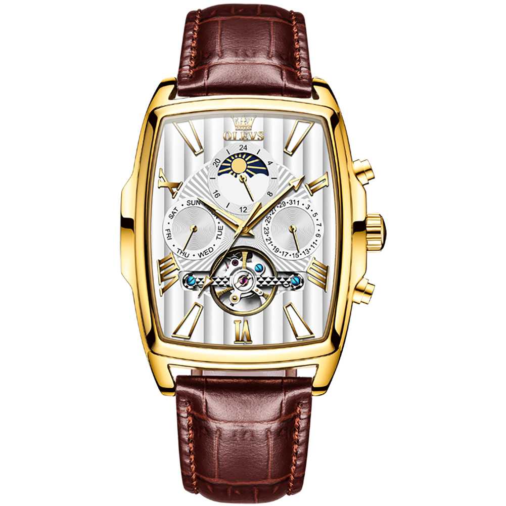 #color_Brown Strap - White Dial Gold Trim