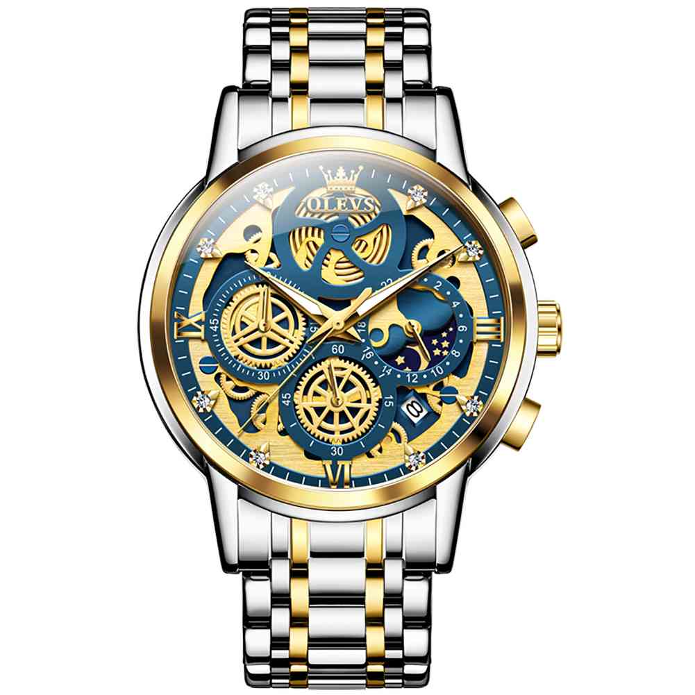 #Color_Two Tone Strap - Blue Dial Gold Trim