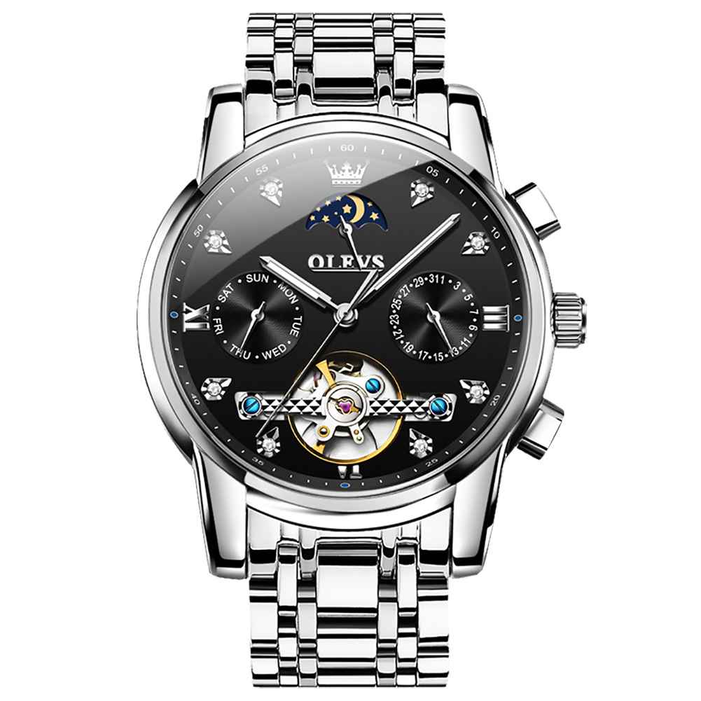 #color_Silver Strap - Black Dial Silver Trim