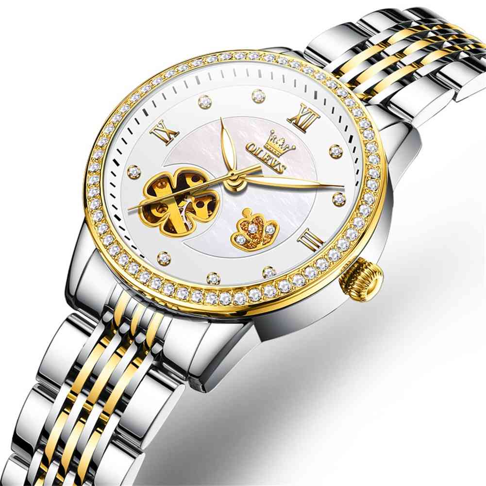 Olevs 6706 Luxury Women's Automatic Mechanical Watch with Diamond Accents