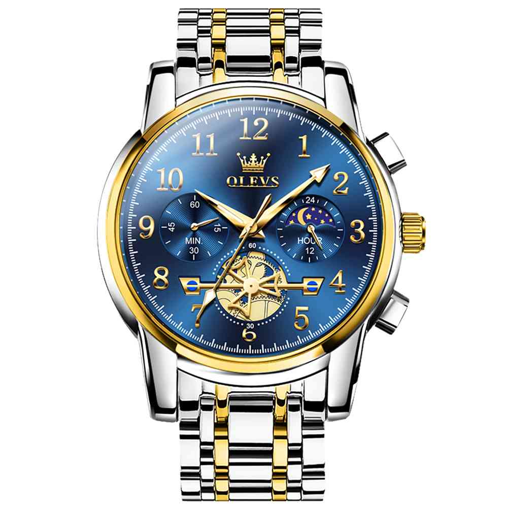 #Color_Two Tone Strap-Blue Dial Gold Trim