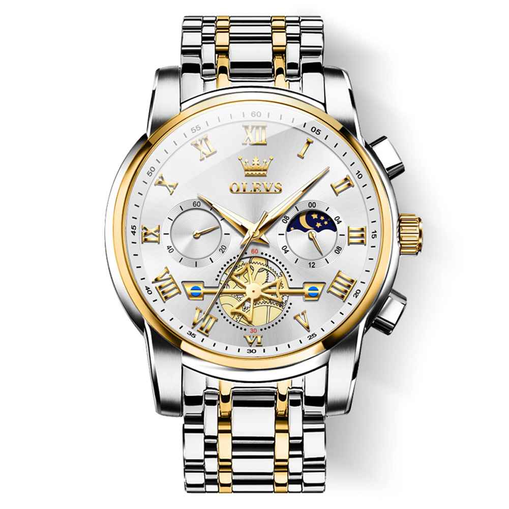 #Color_Two Tone Strap - White Dial Gold Trim