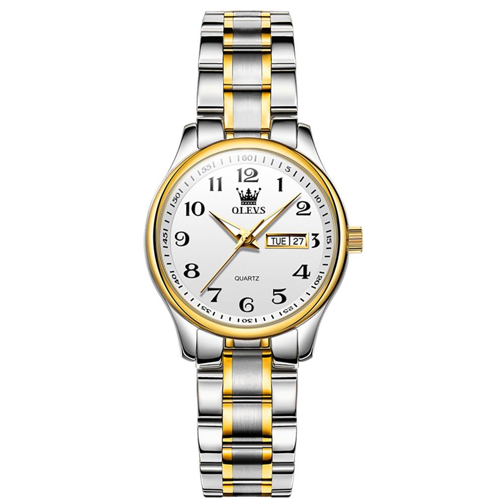 #Color_Two Tone Strap-White Dial Gold Trim