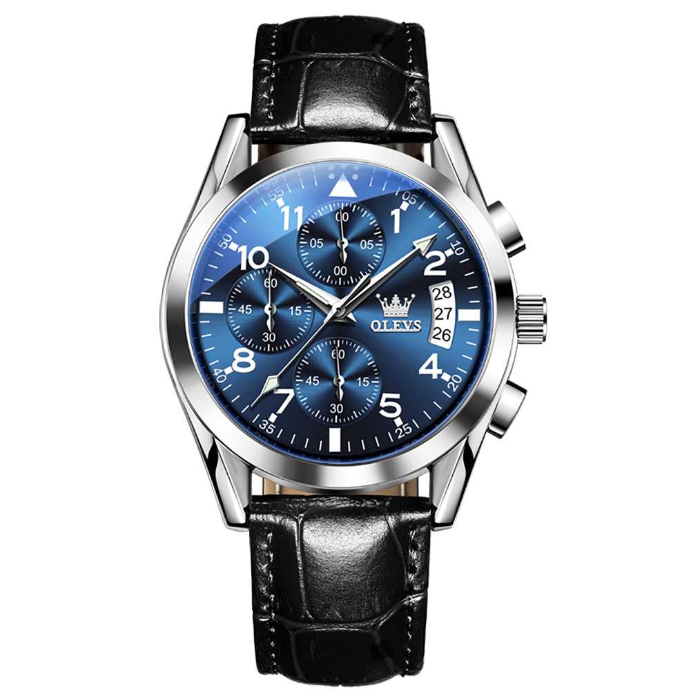 #Color_Black Strap-Blue Dial Silver Trim