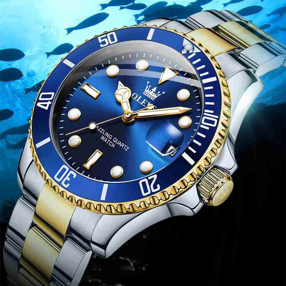 #Color_Two Tone Strap - Blue Dial Gold Trim