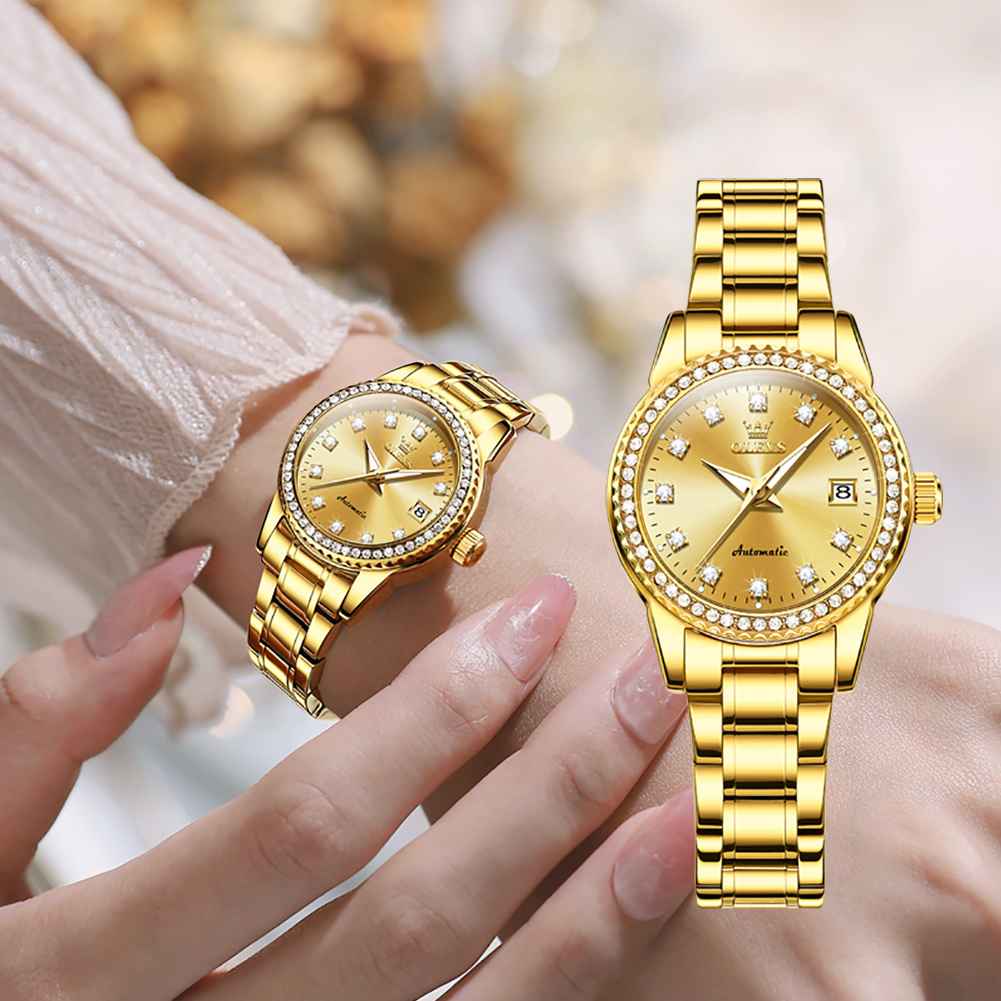 OLEVS 7003 Womens Watches Diamond Luxury Dress Wrist Watch Stainless Steel Waterproof Luminous Date