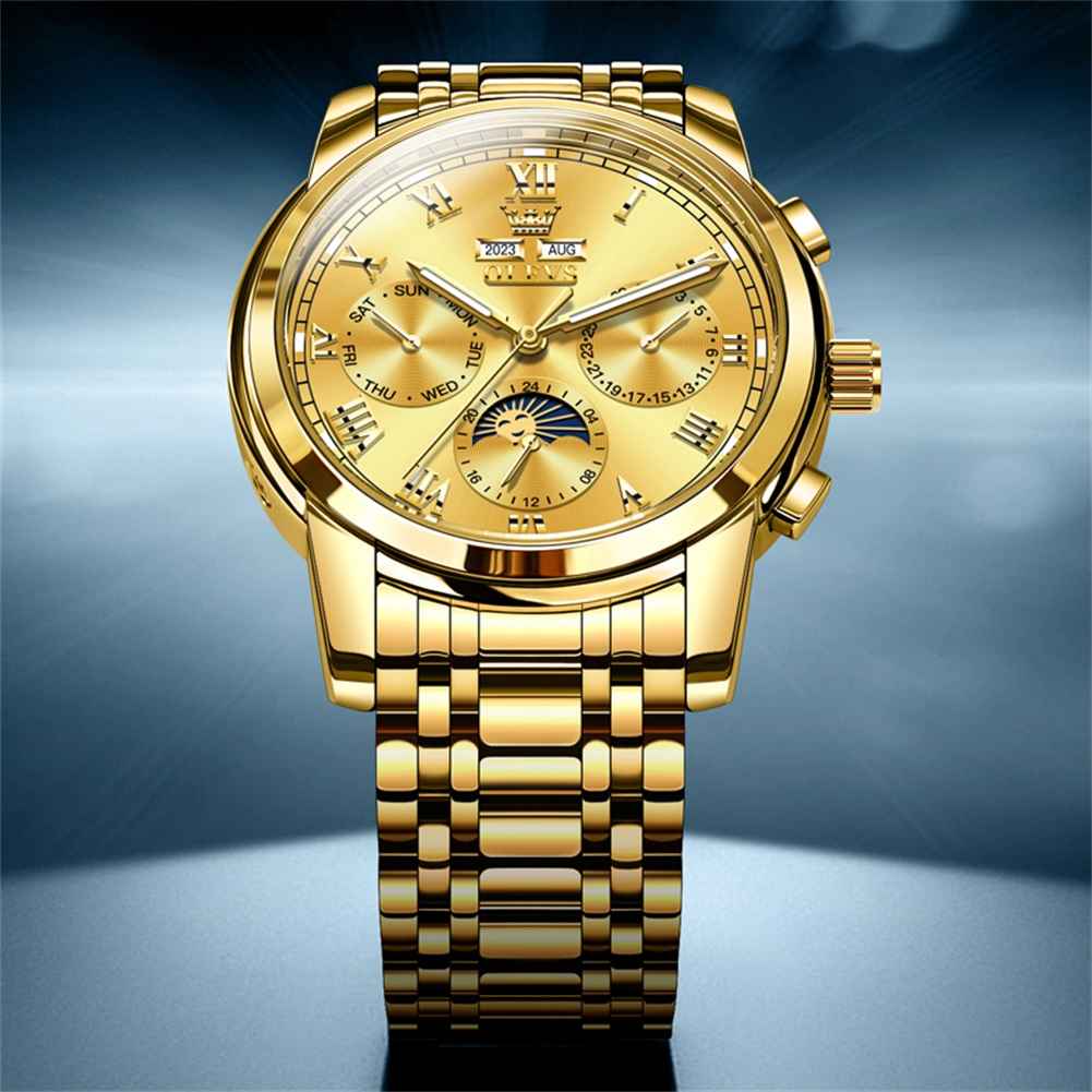 OLEVS 6692 Men's Watch, Business Chronograph Formal Stainless Steel Watch, Pointer Quartz Waterproof Luminous Men's Watch