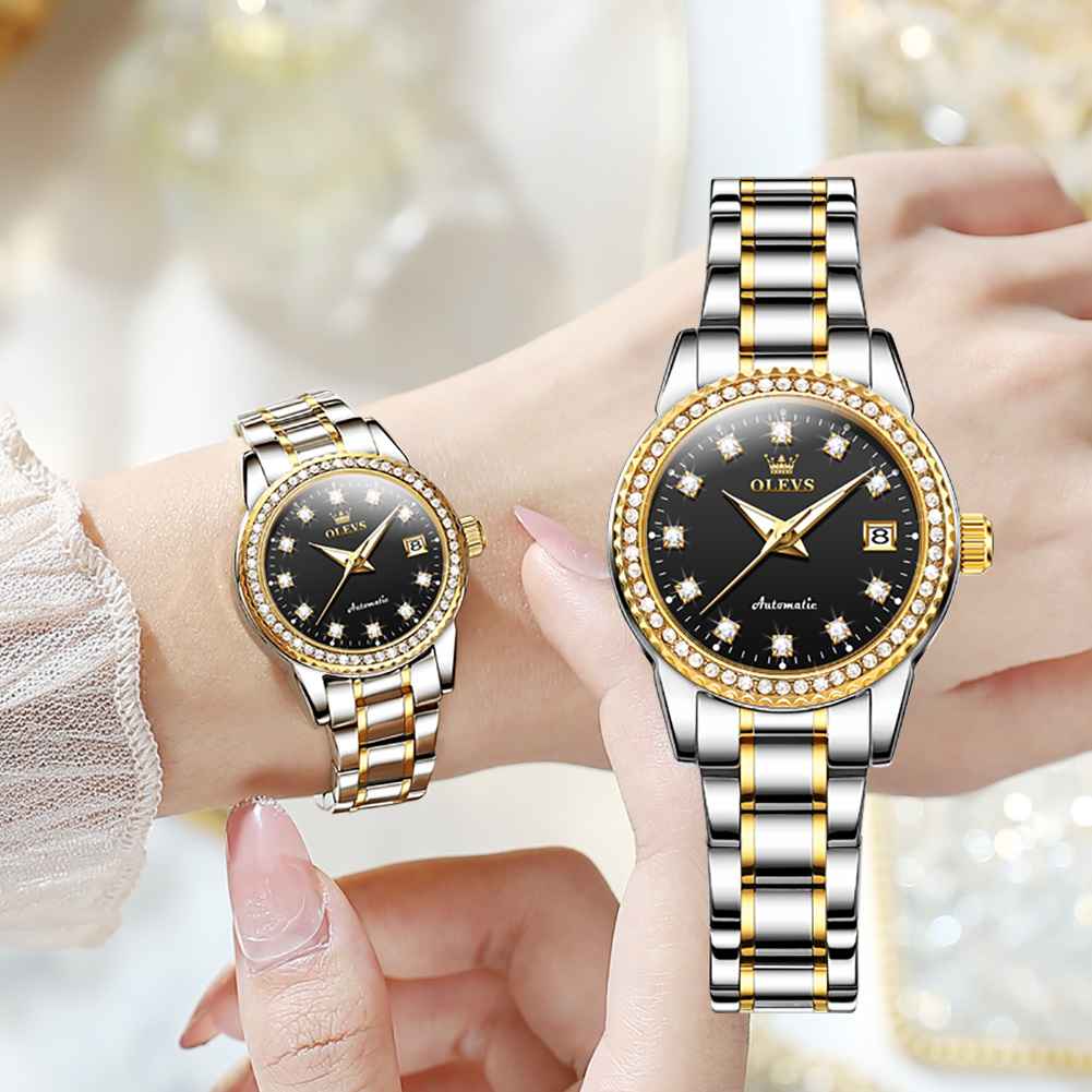 OLEVS 7003 Womens Watches Diamond Luxury Dress Wrist Watch Stainless Steel Waterproof Luminous Date