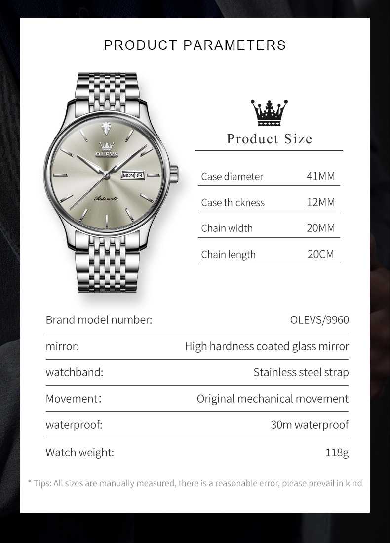 Olevs 9960 Automatic Mechanical Luxury Wrist Watch