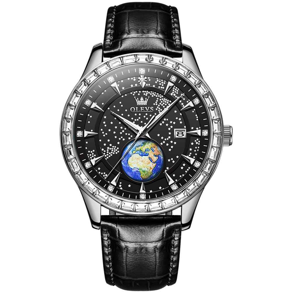 #Color_Black Strap-Black Dial Silver Trim