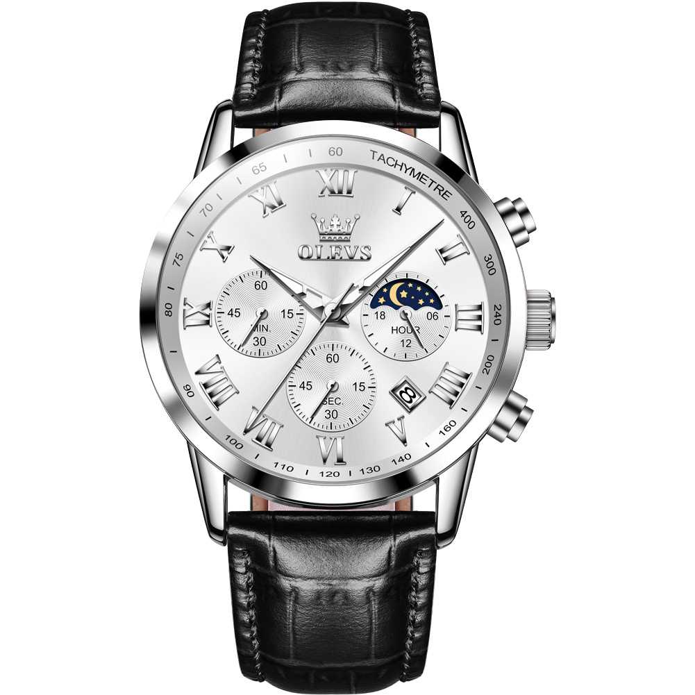 #Color_Black Strap - White Dial Silver Trim