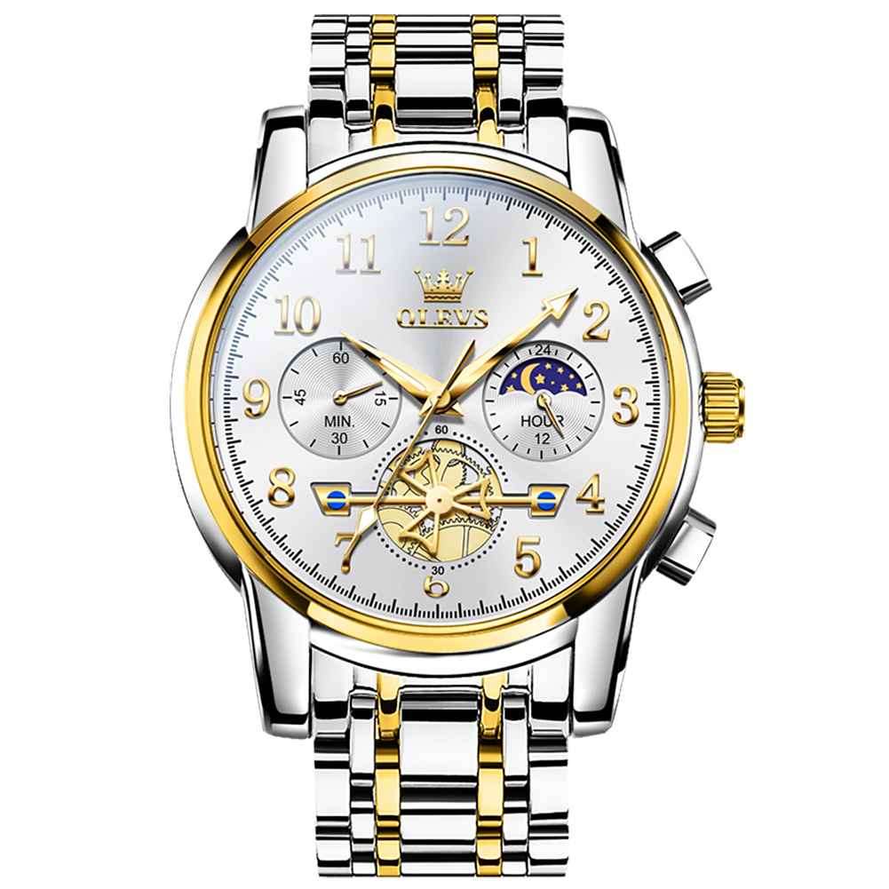 #Color_Two Tone Strap-White Dial Gold Trim