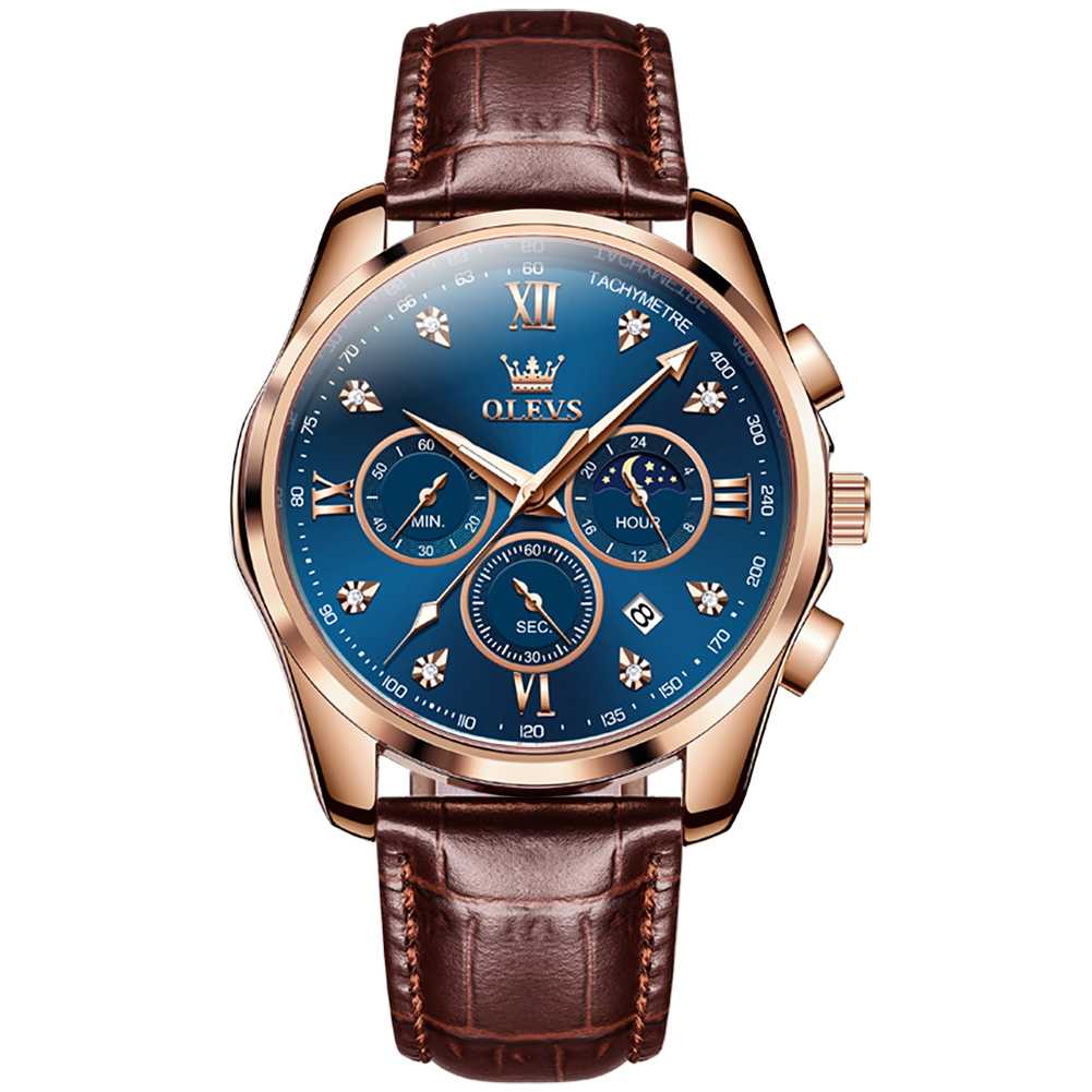 #Color_Brown Strap - Blue Dial Rose Trim