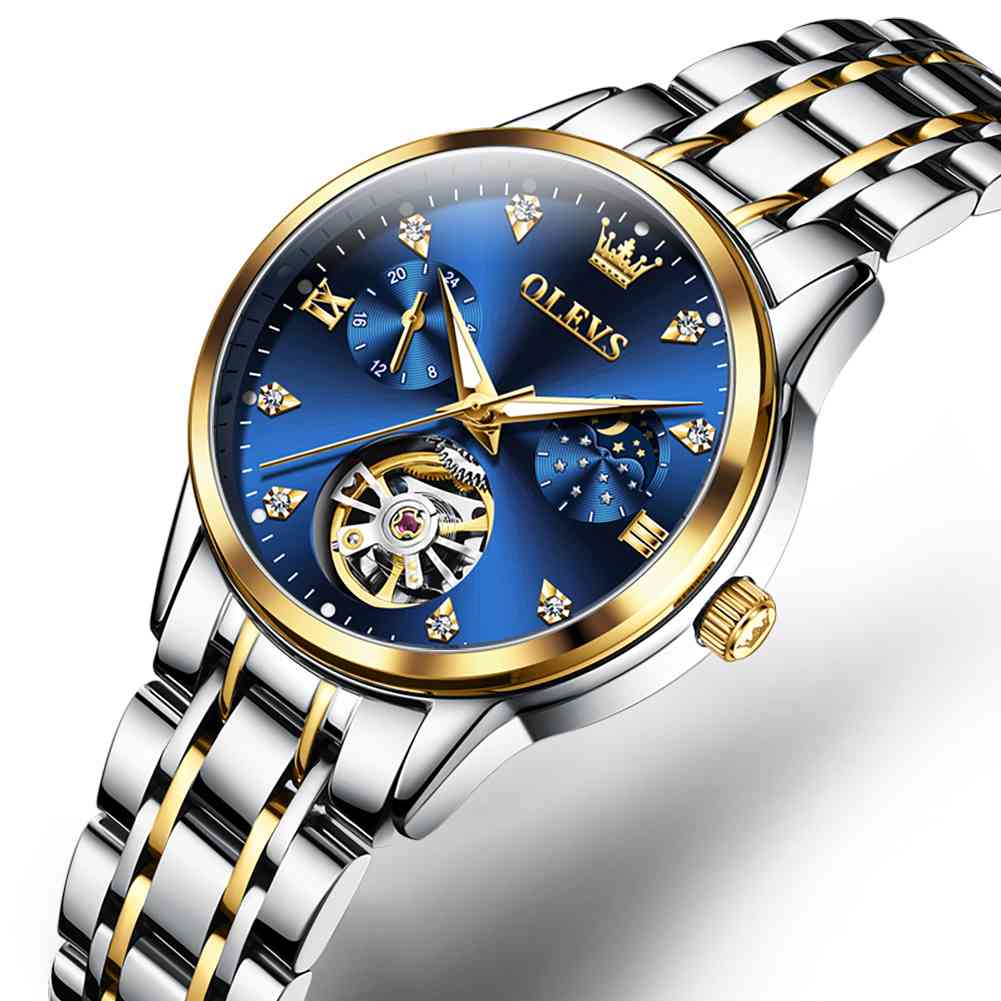 OLEVS 6608 Womens Automatic Watches Diamond Tourbillon Dress Wrist Watches Waterproof Luminous