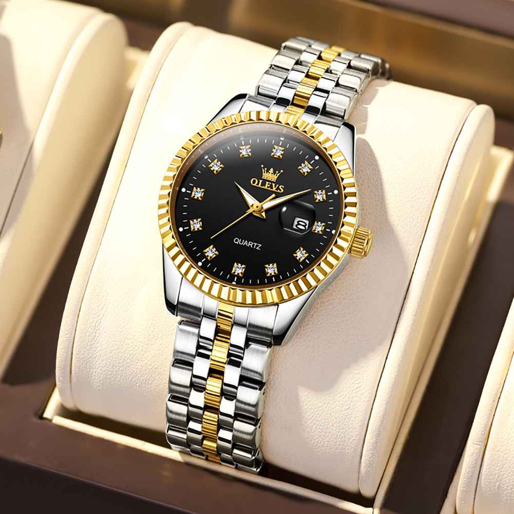 #Color_Two Tone Strap - Black Dial Silver Trim