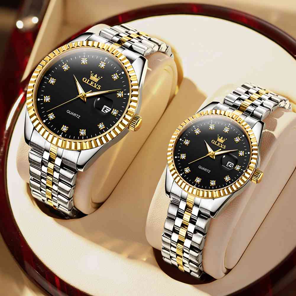 #Color_Two Tone Strap-Black Dial Gold Trim