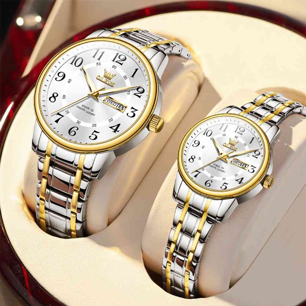 #Color_Two Tone Strap-White Dial Gold Trim