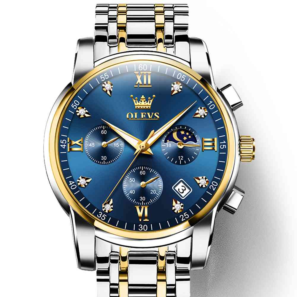 #Color_Two Tone Strap-Blue Dial Gold Trim