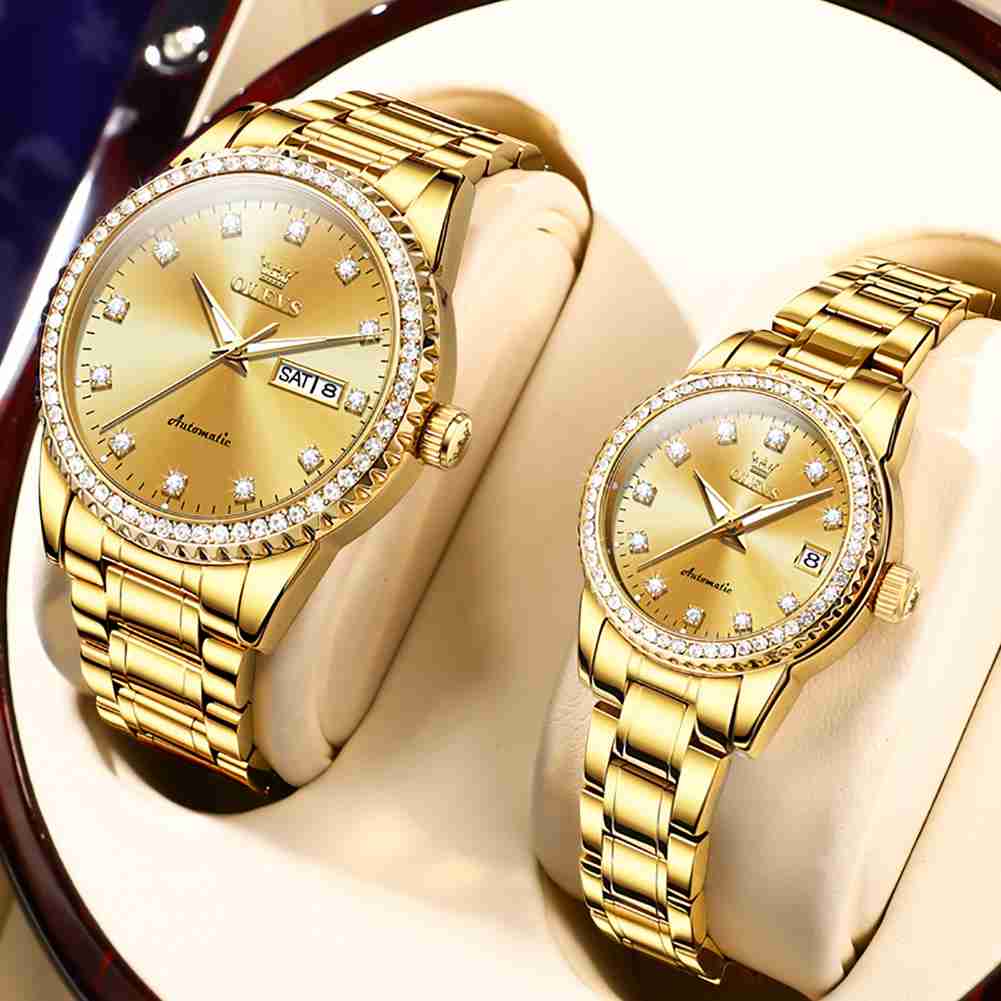 OLEVS 7003 Couple Watch His And Her Set Watches Business Analog Mechanical Watch Men And Women Watches Stainless