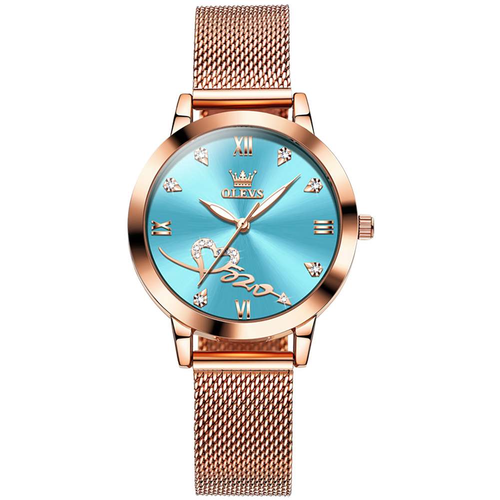 #Color_Rose Strap - Blue Dial Rose Trim