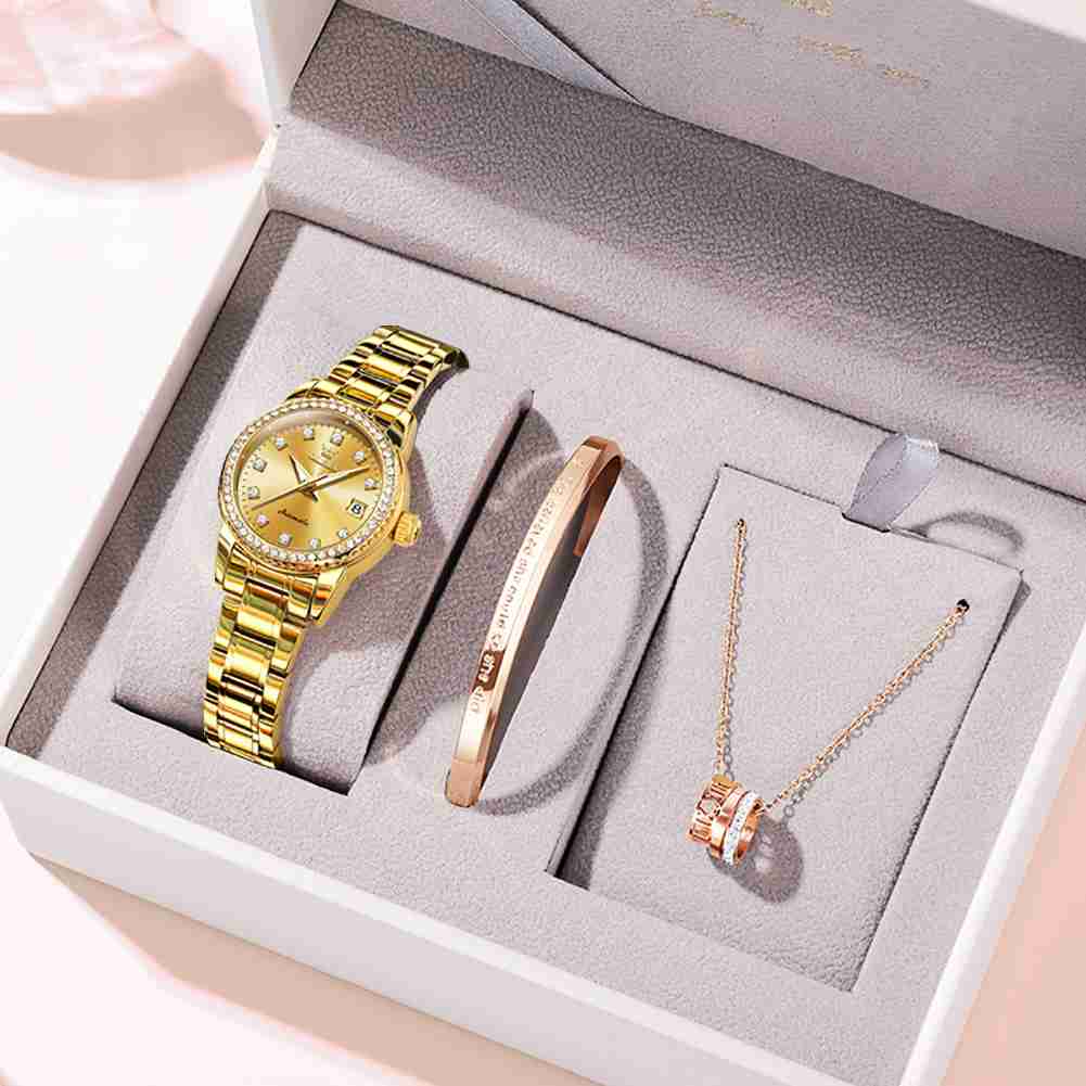 OLEVS 7003 Womens Watches Diamond Luxury Dress Wrist Watch Stainless Steel Waterproof Luminous Date