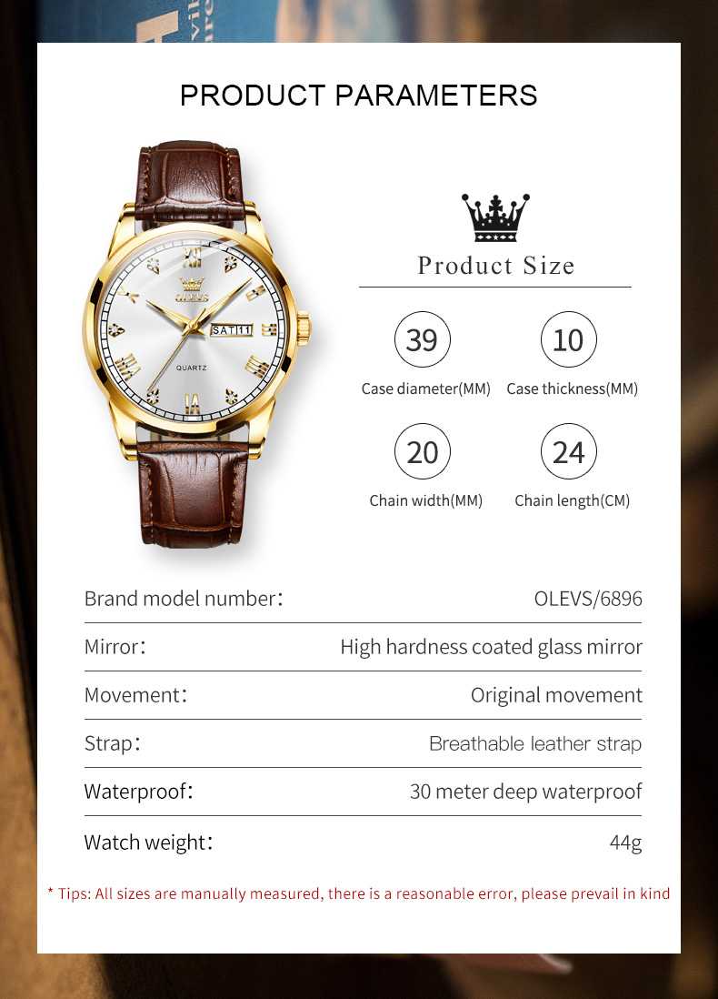 OLEVS 6896 Elegant Men's Watch: Classic Design, High Quality, Waterproof, Luminous