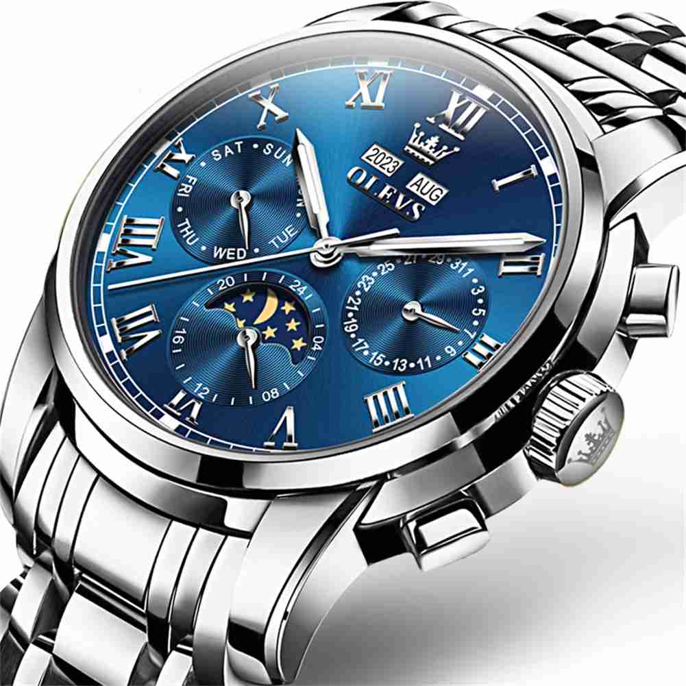 OLEVS 6692 Men's Watch, Business Chronograph Formal Stainless Steel Watch, Pointer Quartz Waterproof Luminous Men's Watch