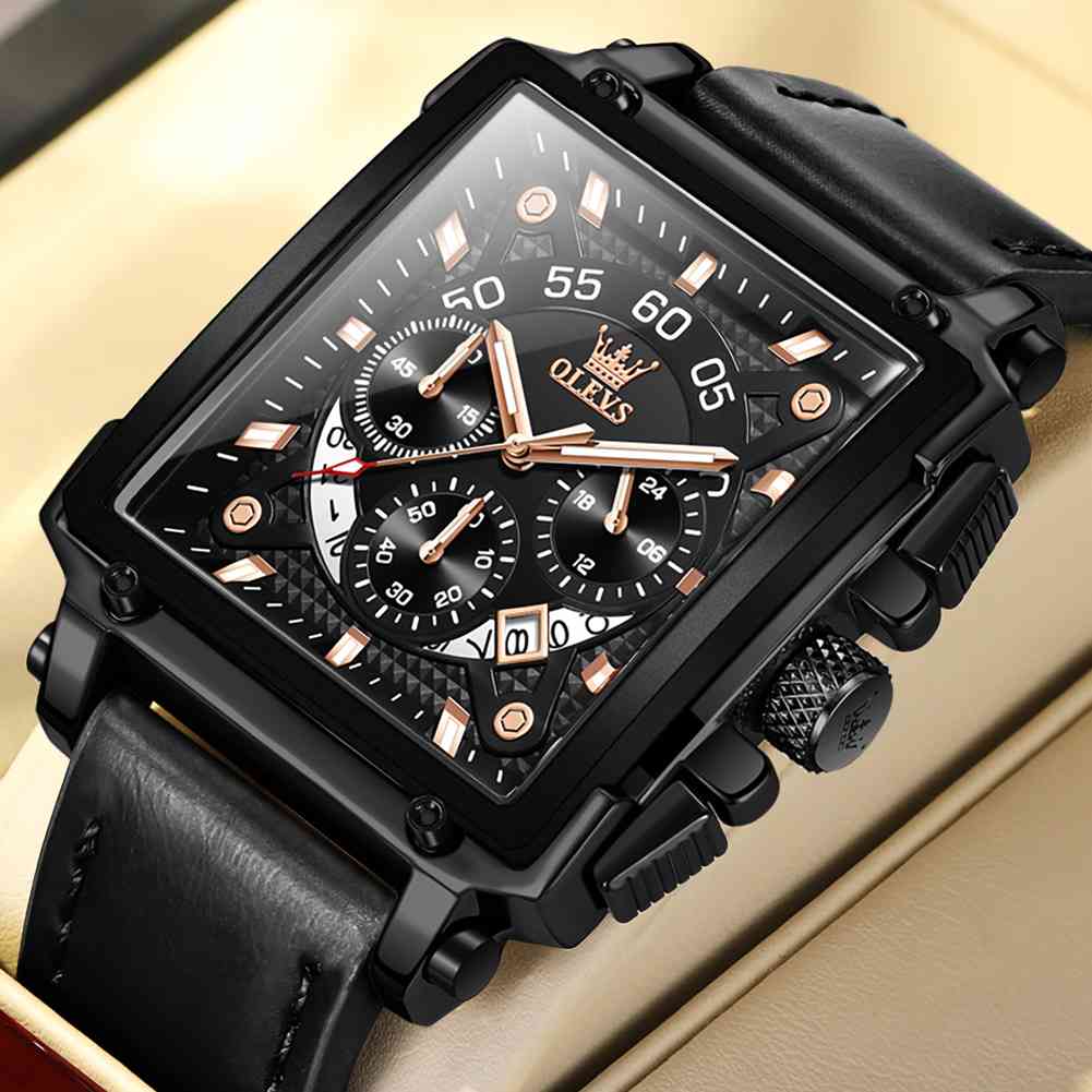 OLEVS 9919 Watches For Men Chronograph Fashion Dress Watch Waterproof Luminous Casual Square Wrist Watches