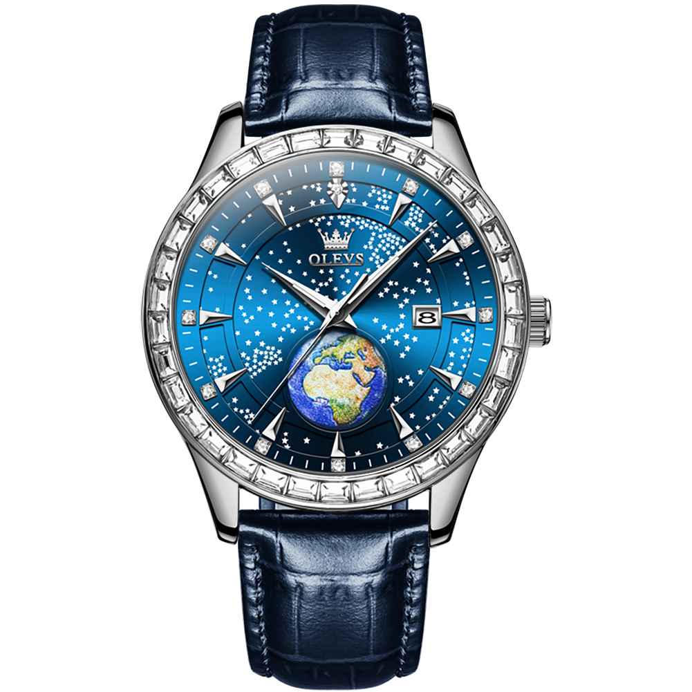 #Color_Blue Strap-Blue Dial Silver Trim