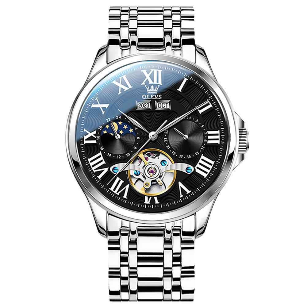 #color_Silver Strap-Black Dial Silver Trim